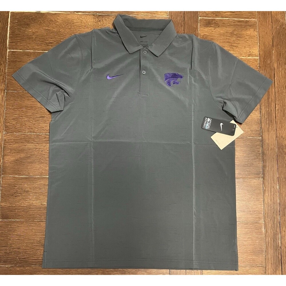 2024 Mens Size M Nike Kansas State Wildcats Grey Short Sleeve Football Polo NWT